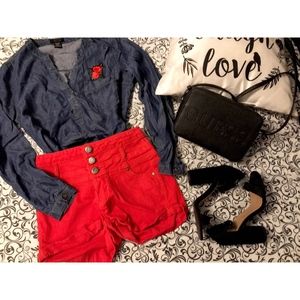 RED HIGH WAISTED SHORTS